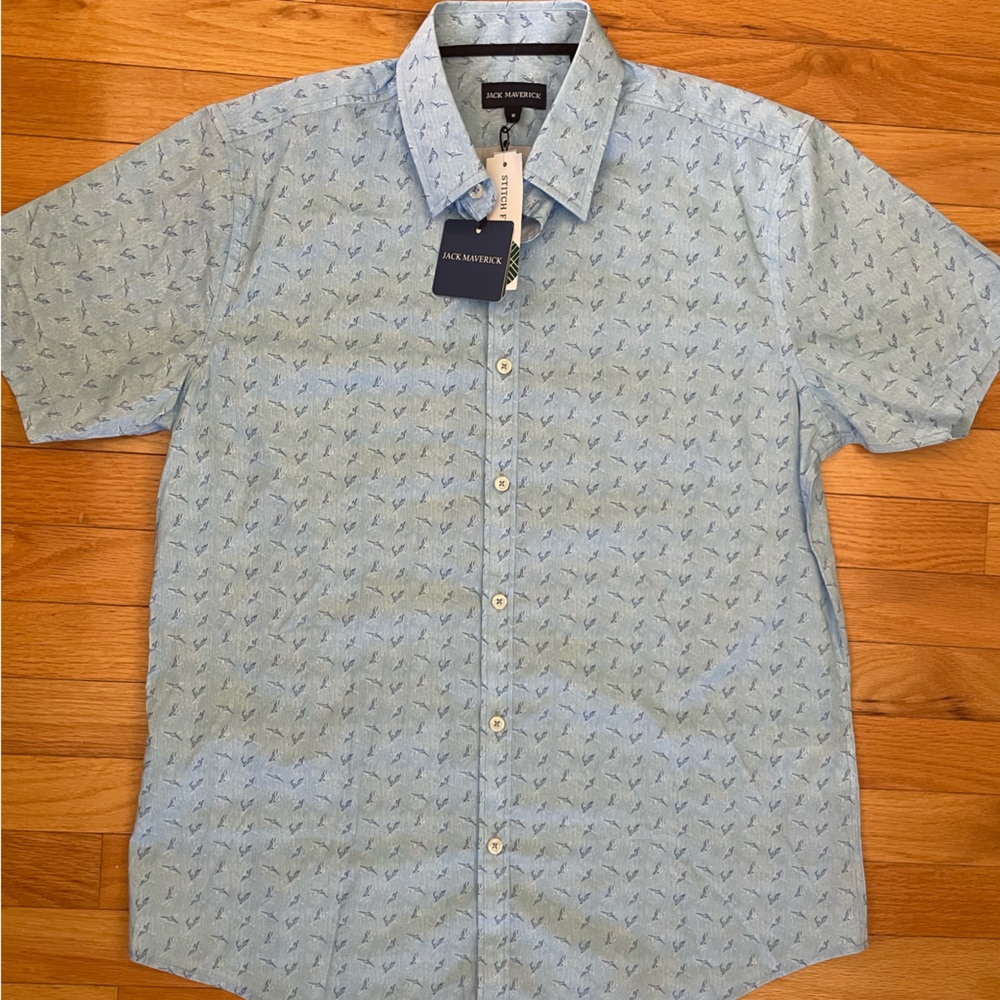 NWT Jack Maverick Avalon short sleeve dress shirt blue- size M